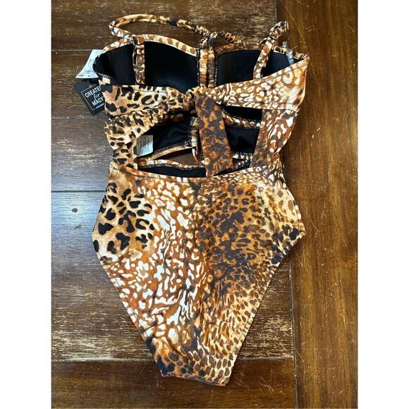 Bar III Glam Cheetah Keyhole-Cutout Swimsuit - Picture 3 of 9